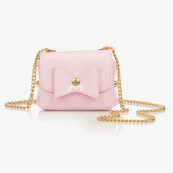Zaccone Girls Pink Leather Bow Bag (12cm) Sale