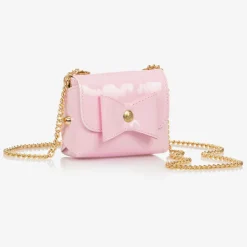 Zaccone Girls Pink Leather Bow Bag (12cm) Sale