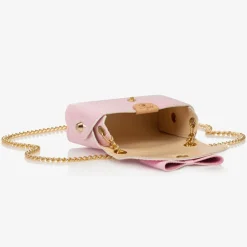 Zaccone Girls Pink Leather Bow Bag (12cm) Sale