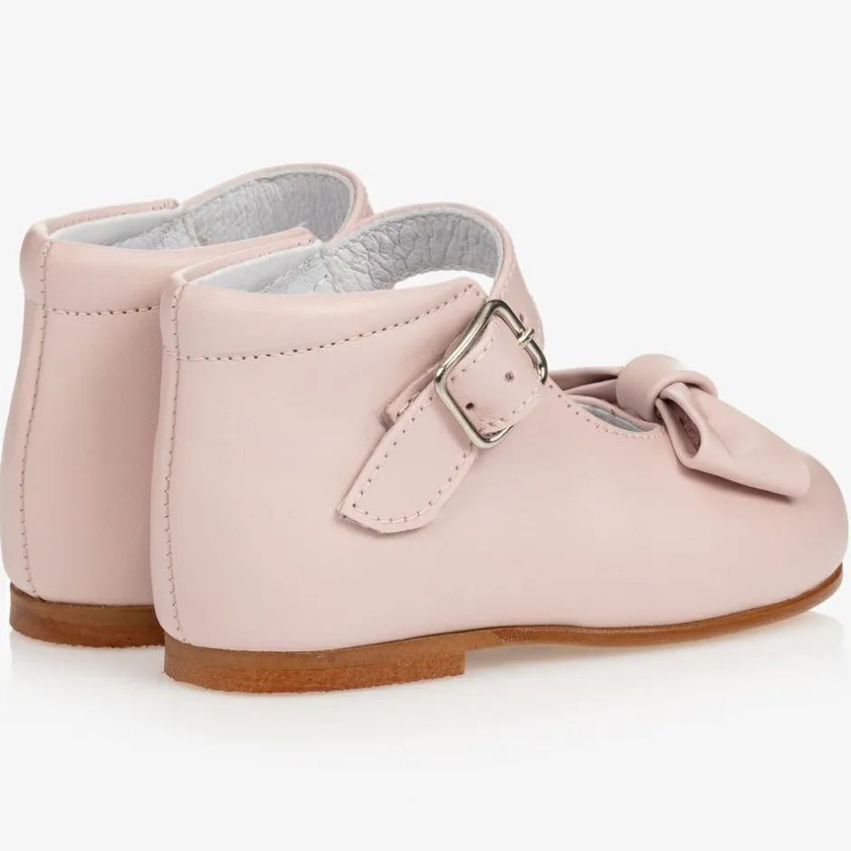 Childrens Classics Girls Pink Leather Bow Shoes Outlet