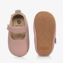 Old Soles Girls Pink Leather First Walker Shoes