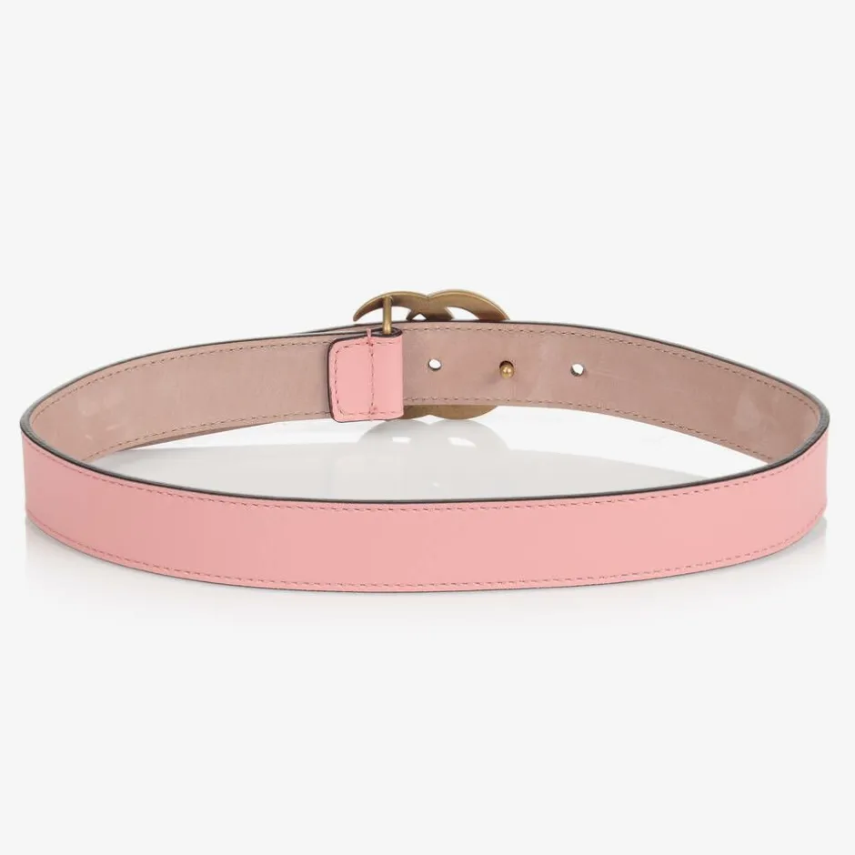 Gucci Girls Pink Leather GG Belt Discount