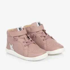 Old Soles Girls Pink Leather High-Top Trainers Clearance