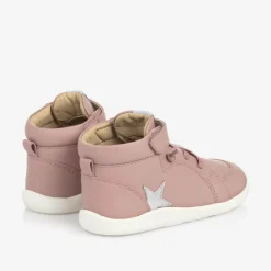 Old Soles Girls Pink Leather High-Top Trainers Clearance