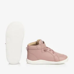 Old Soles Girls Pink Leather High-Top Trainers Clearance