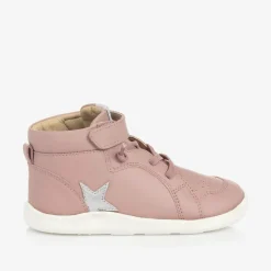Old Soles Girls Pink Leather High-Top Trainers Clearance