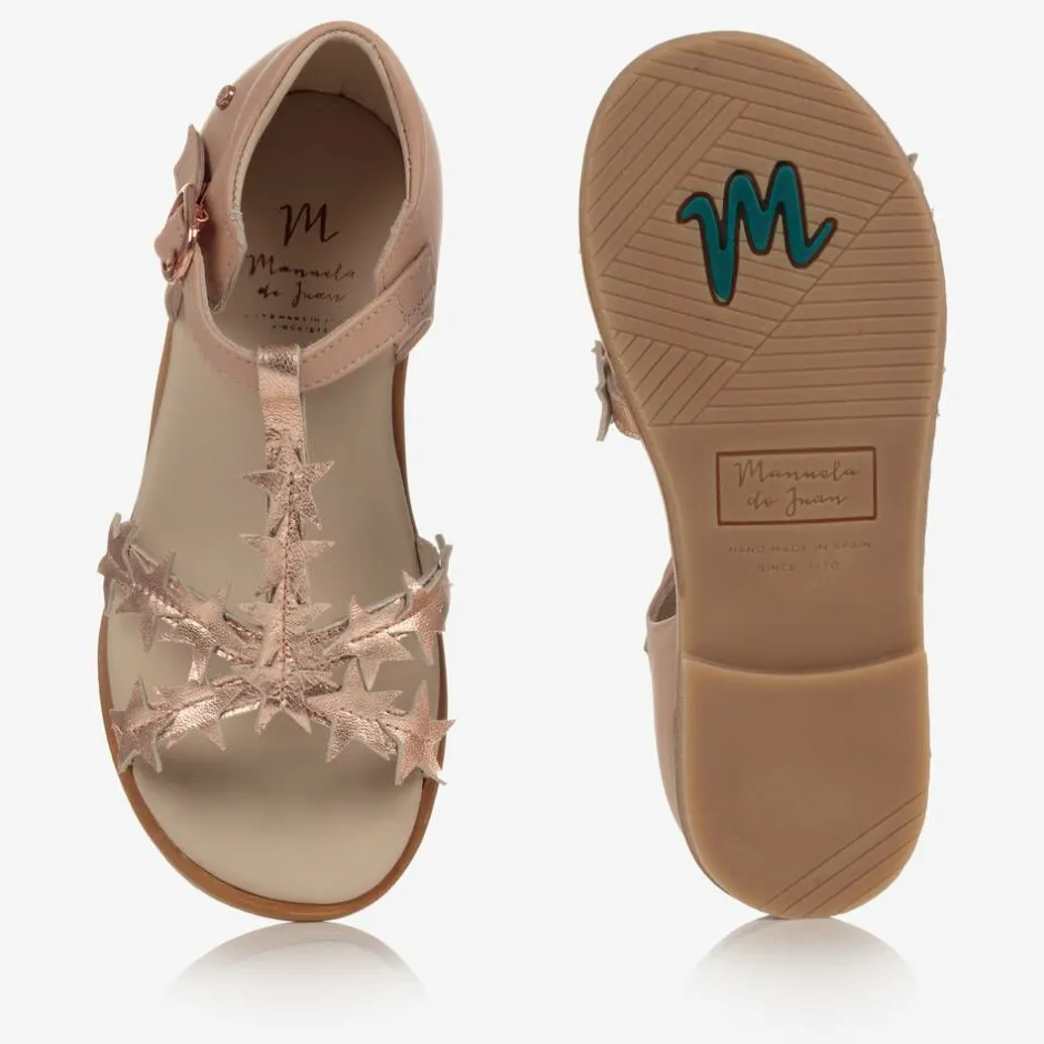Manuela de Juan Girls Pink Leather Sandals New