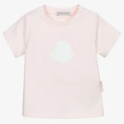 Moncler Enfant Girls Pink Logo T-Shirt Clearance