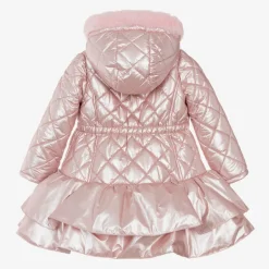 Caramelo Kids Girls Pink Metallic Quilted Coat Clearance
