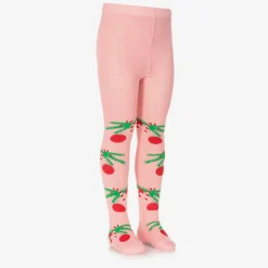 Wauw Capow Girls Pink Organic Cotton Festive Tights