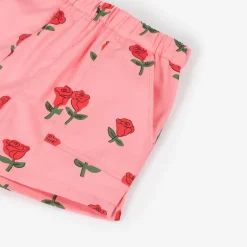 Mini Rodini Girls Pink Organic Cotton Roses Shorts New