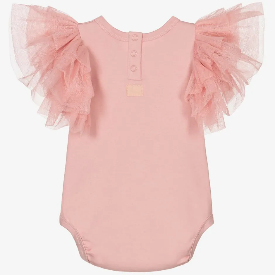 The Tiny Universe Girls Pink Organic Cotton Bodysuit Online