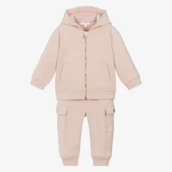 Chloé Girls Pink Organic Cotton Tracksuit Clearance