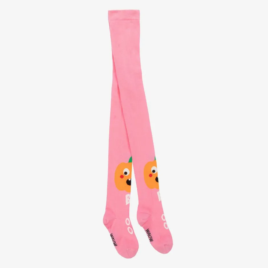 Wauw Capow Girls Pink Organic Cotton Pumpkin Tights Sale