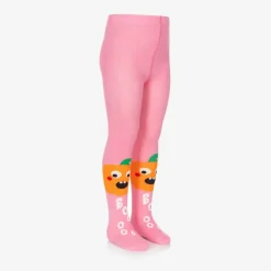 Wauw Capow Girls Pink Organic Cotton Pumpkin Tights Sale