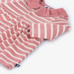 Petit Bateau Girls Pink Organic Cotton Striped Dress New