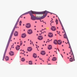 Mini Rodini Girls Pink Organic Cotton Cats Sweatshirt Sale