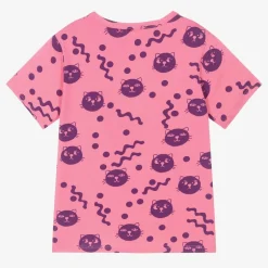 Mini Rodini Girls Pink Organic Cotton Cats T-Shirt New