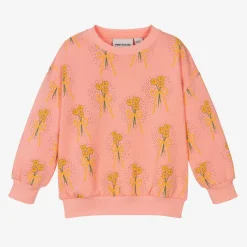 Mini Rodini Girls Pink Organic Cotton Floral Sweatshirt New