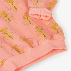 Mini Rodini Girls Pink Organic Cotton Floral Sweatshirt New