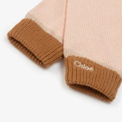 Chloé Girls Pink Organic Cotton Knit Gloves Outlet