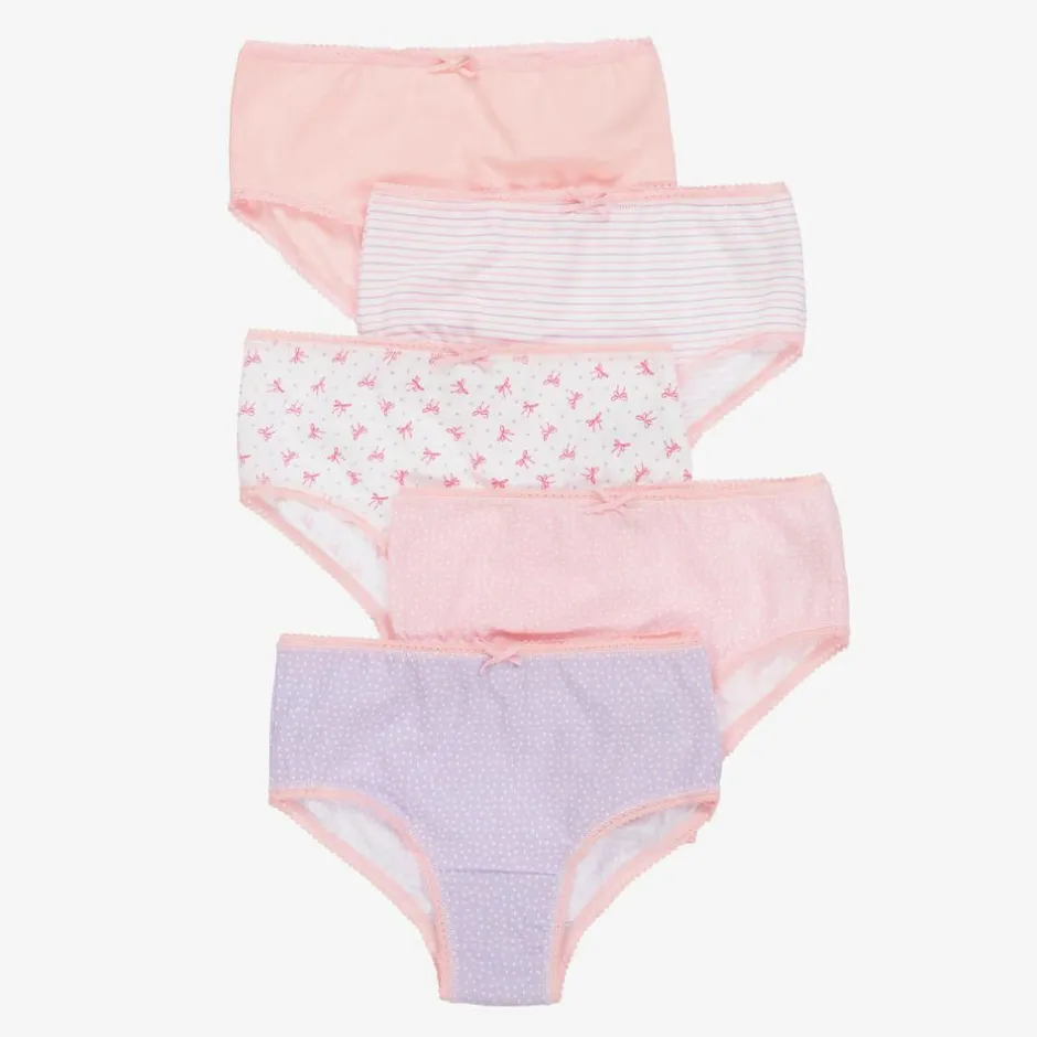 Childrensalon Essentials Girls Pink Organic Cotton Knickers (5 Pack)