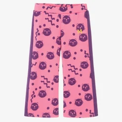 Mini Rodini Girls Pink Organic Cotton Cats Joggers Clearance