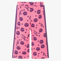 Mini Rodini Girls Pink Organic Cotton Cats Joggers Clearance