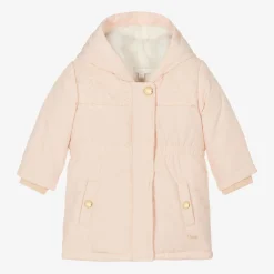 Chloé Girls Pink Padded Embroidered Coat Outlet