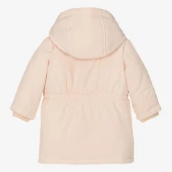 Chloé Girls Pink Padded Embroidered Coat Outlet