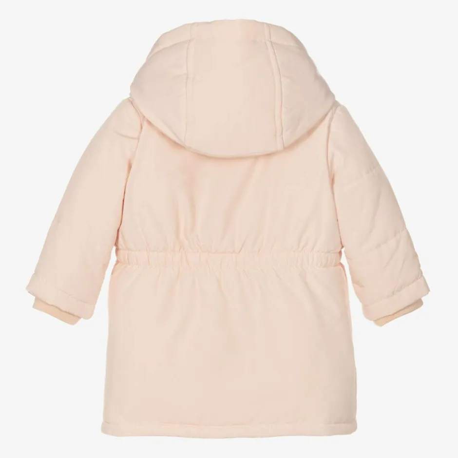 Chloé Girls Pink Padded Embroidered Coat Outlet