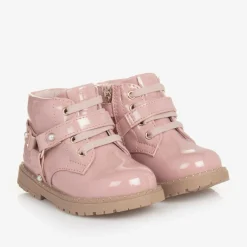 Mayoral Girls Pink Patent Faux Leather Boots New