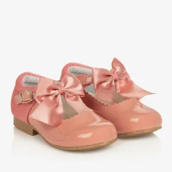 Sevva Girls Pink Patent Faux Leather Bow Shoes Discount