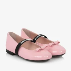 Dolce amp; Gabbana Girls Pink Patent Leather Ballerina Flats