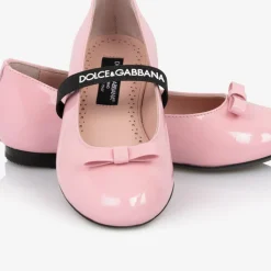 Dolce amp; Gabbana Girls Pink Patent Leather Ballerina Flats