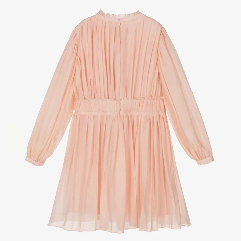 Chloé Girls Pink Pleated Wool Dress Discount