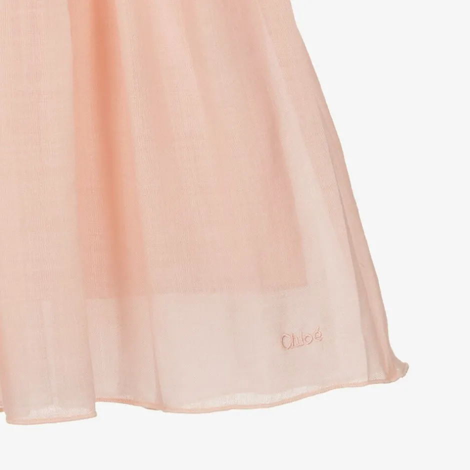 Chloé Girls Pink Pleated Wool Dress Discount