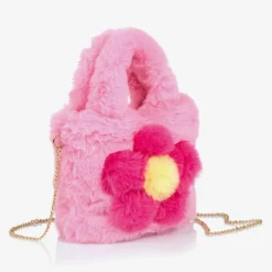 Monnalisa Girls Pink Plush Handbag (21cm) New