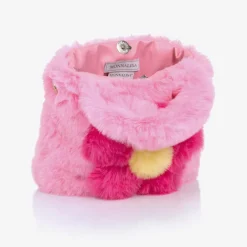 Monnalisa Girls Pink Plush Handbag (21cm) New