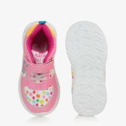Agatha Ruiz de la Prada Girls Pink Polka Dot Velcro Trainers Clearance