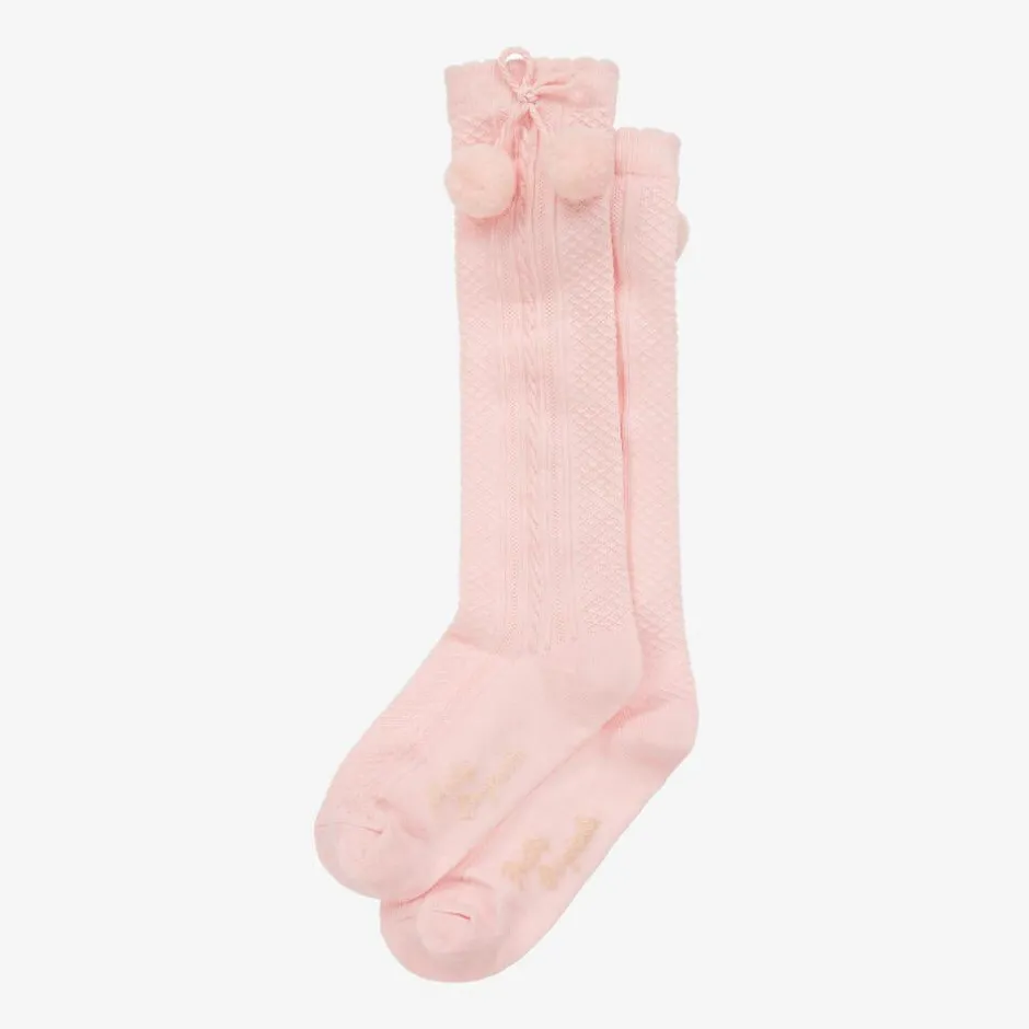 Pretty Originals Girls Pink Pom-Pom Cotton Socks Online