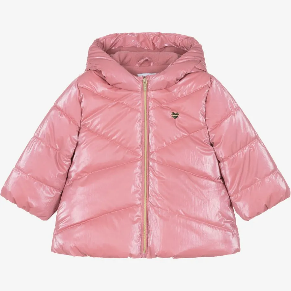 Mayoral Girls Pink Puffer Coat Hot