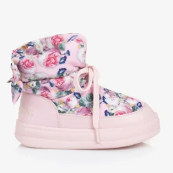 Monnalisa Girls Pink Quilted Flower Boots Hot