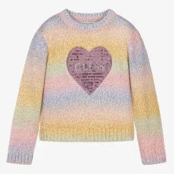 Guess Girls Pink Rainbow Stripe Sweater New