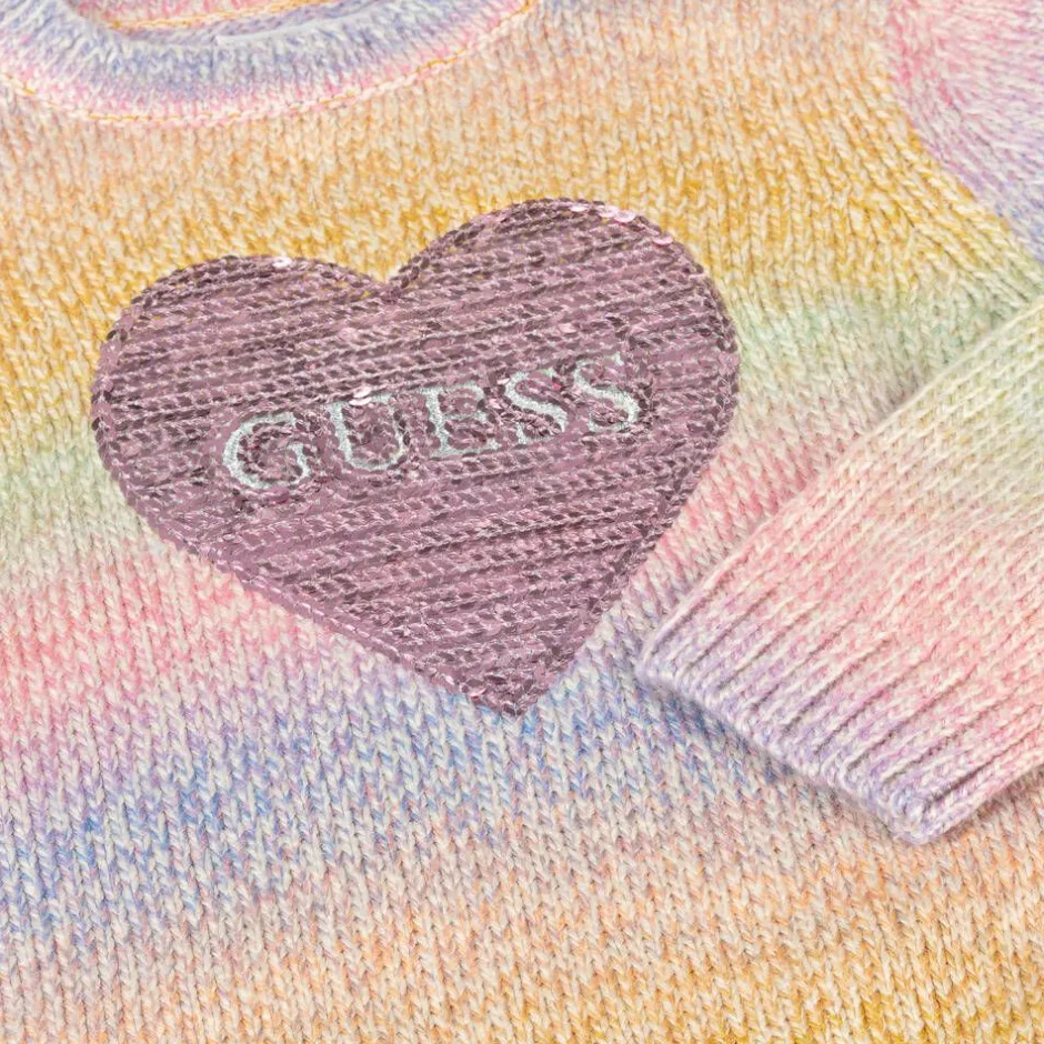 Guess Girls Pink Rainbow Stripe Sweater New