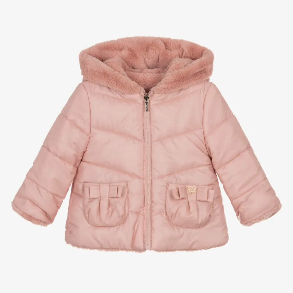 Mayoral Girls Pink Reversible Coat