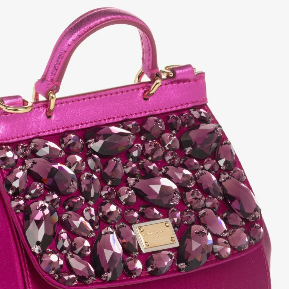 Dolce amp; Gabbana Girls Pink Rhinestones Sicily Bag (14cm) Sale