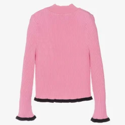 MSGM Girls Pink Ribbed Turtleneck Sweater