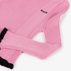 MSGM Girls Pink Ribbed Turtleneck Sweater