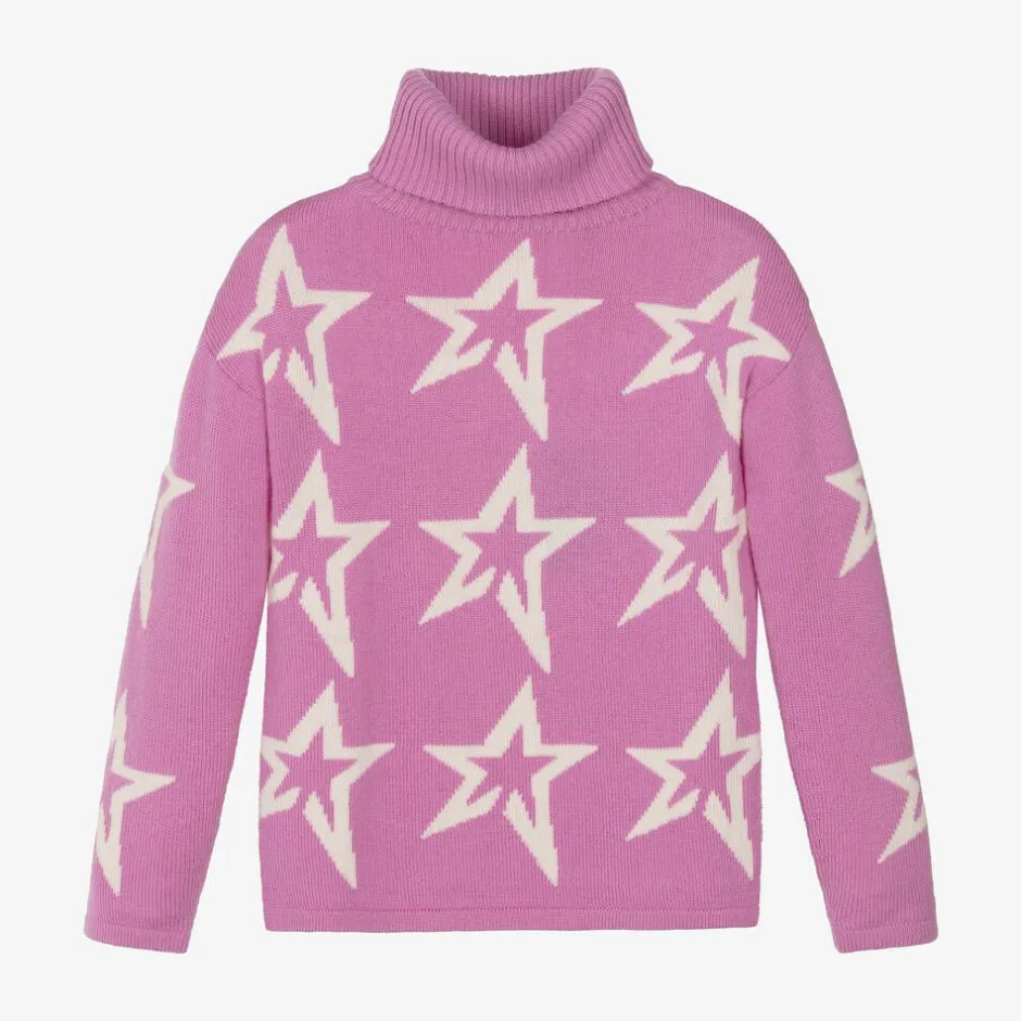 Perfect Moment Girls Pink Roll Neck Star Sweater Hot